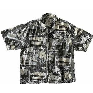 Mens XL Silk Floral Short Sleeve Button Up Hawaiian Shirt Seven Palm‎